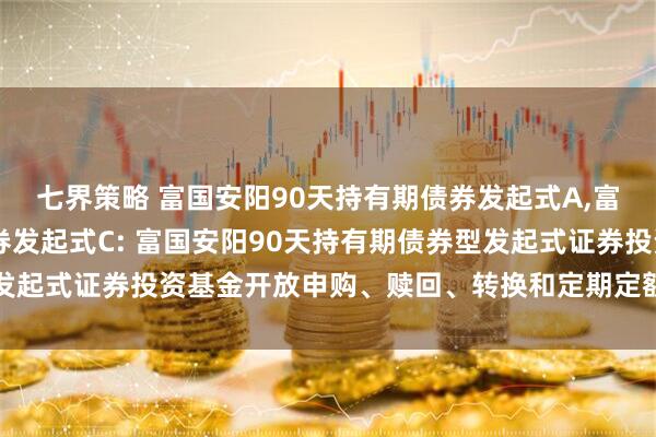 七界策略 富国安阳90天持有期债券发起式A,富国安阳90天持有期债券发起式C: 富国安阳90天持有期债券型发起式证券投资基金开放申购、赎回、转换和定期定额投资业务的公告